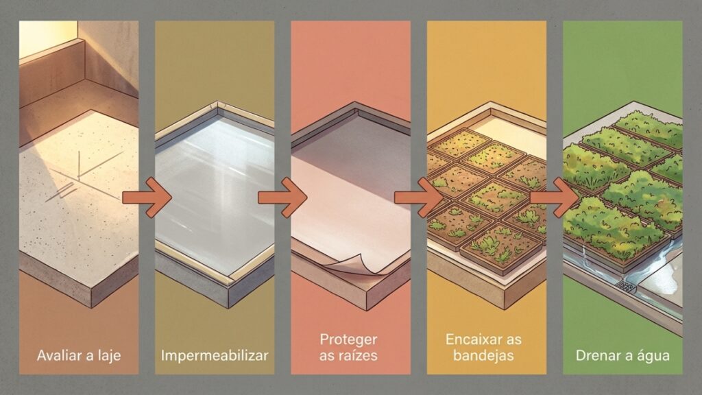 Telhado verde modular em lajes e coberturas quentes