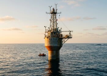 Plataforma oceânica que virava torre no mar