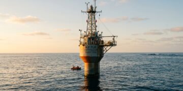 Plataforma oceânica que virava torre no mar