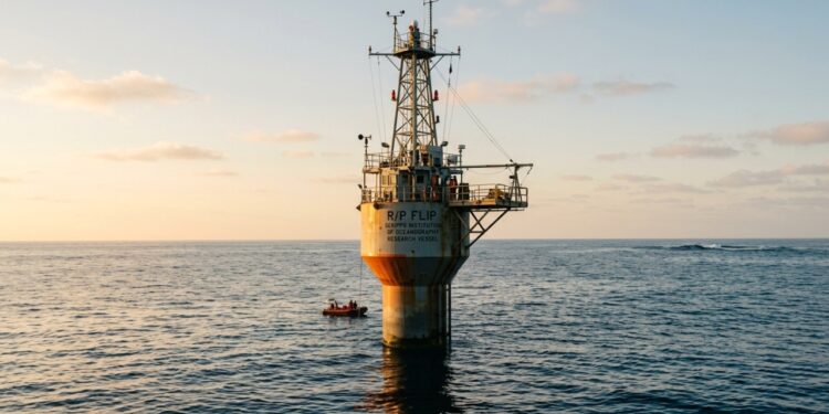 Plataforma oceânica que virava torre no mar