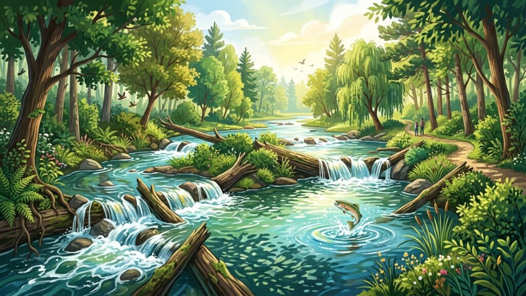 Troncos lançados em rios para restaurar habitats