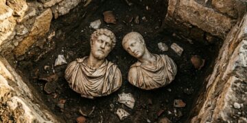 Estatuas romanas de 1.700 anos são achados de bruços em um antigo lagar