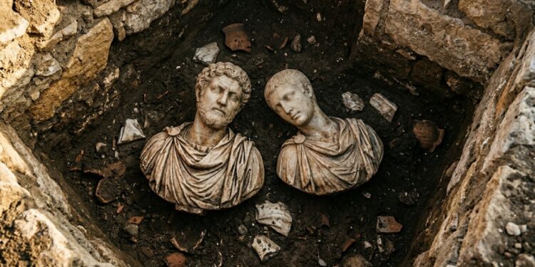 Estatuas romanas de 1.700 anos são achados de bruços em um antigo lagar
