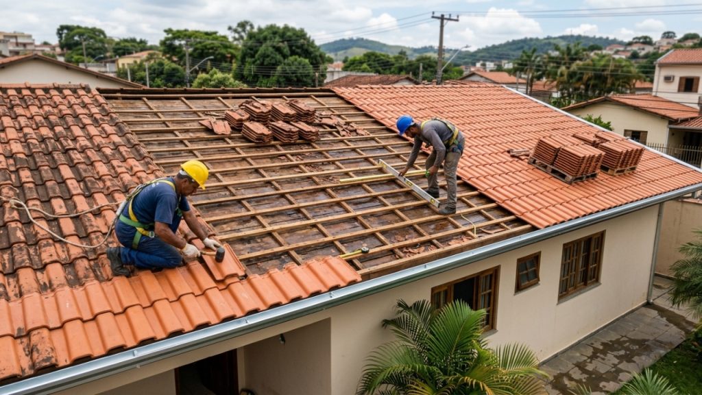 Quanto um telhadista cobra de mão de obra para substituir 120 metros quadrados de telhas cerâmicas quebradas em 2026