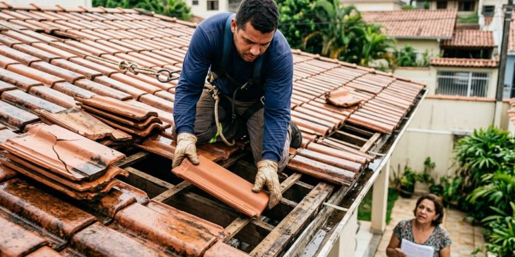 Quanto um telhadista cobra de mão de obra para substituir 120 metros quadrados de telhas cerâmicas quebradas em 2026