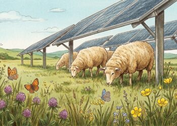 Ovelhas em usina solar e biodiversidade no solo
