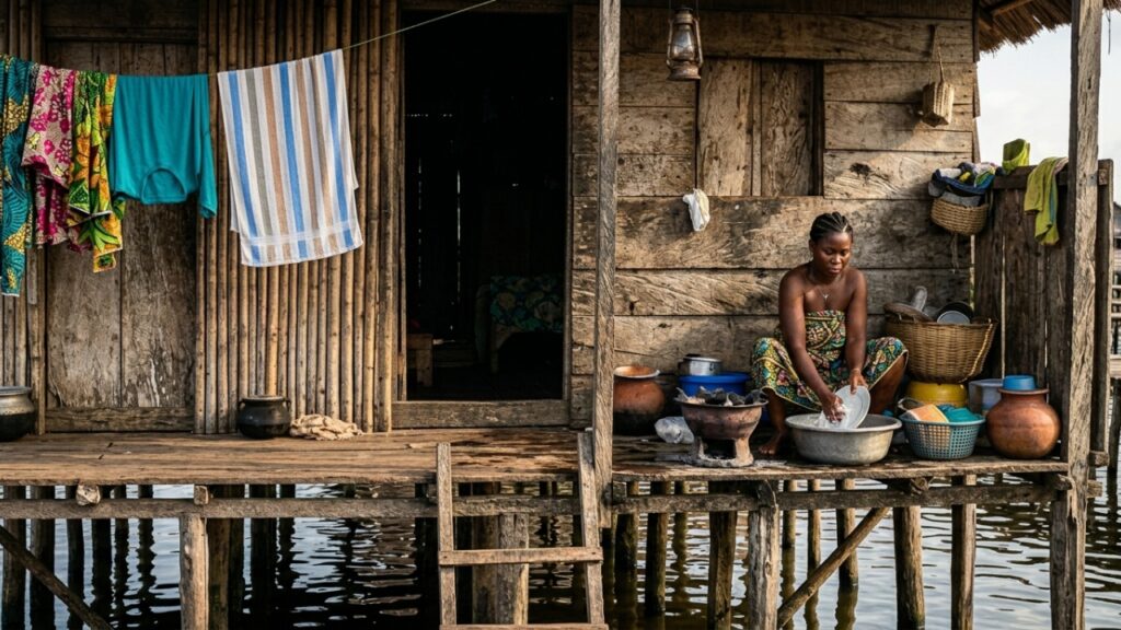 A cidade flutuante africana de 400 anos onde 20000 moradores vivem em 3000 casas de bambu suspensas sobre a água