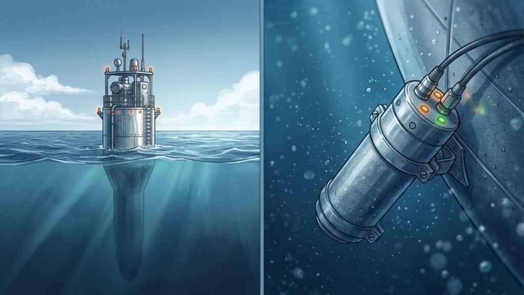 Plataforma oceânica que virava torre no mar