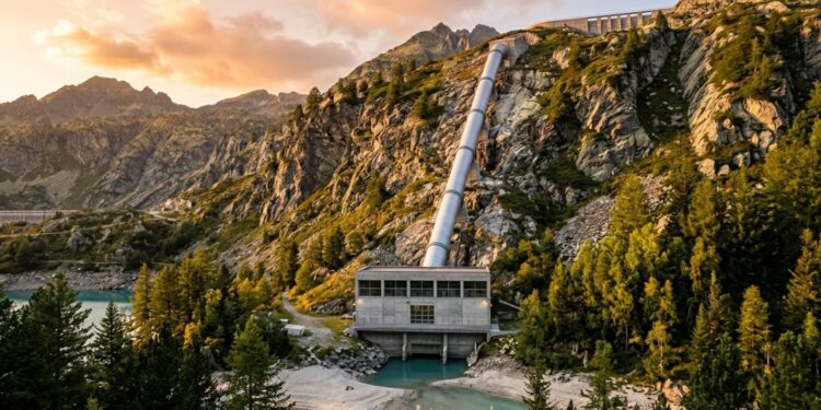 A montanha que funciona como uma bateria gigante, bombeando água para cima quando sobra energia e soltando tudo de volta quando a rede elétrica precisa respirar