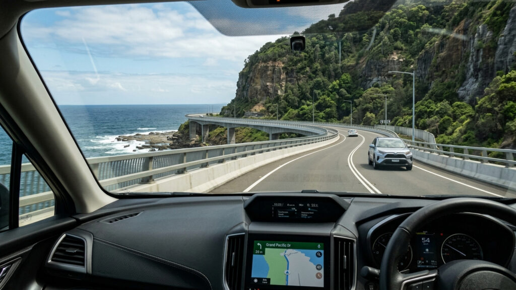 Com 665 metros de extensão, projetada rente ao oceano Pacífico na costa da Austrália, a moderna ponte em curvas virou o maior ícone turístico local
