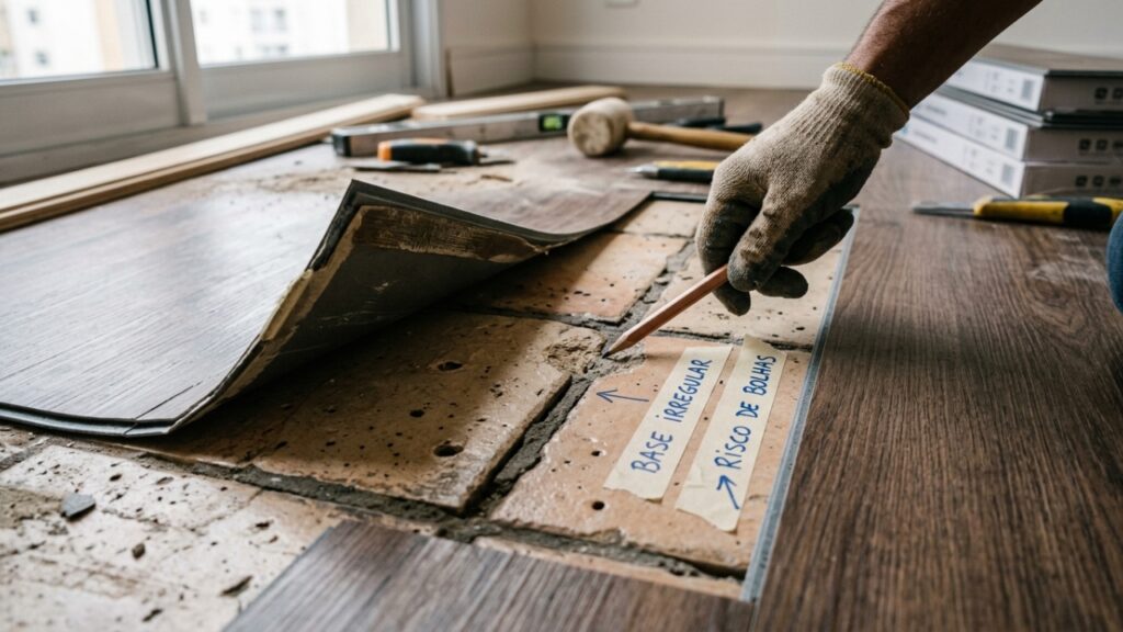 Quanto um profissional cobra para instalar piso vinílico em um apartamento em 2026, e o que ninguém avisa sobre a base