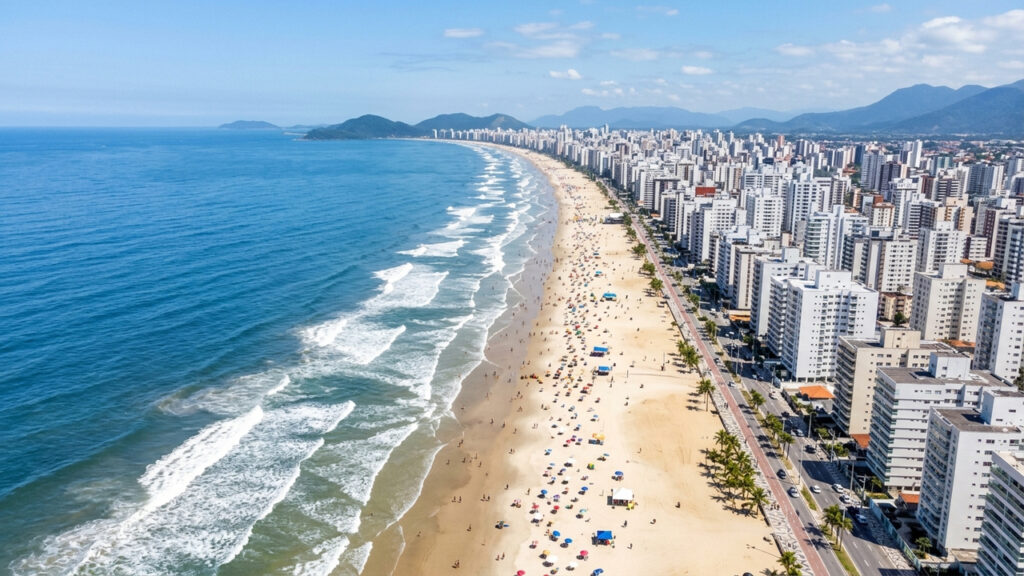 Cidade do litoral de São Paulo, que possui 22 km de praias urbanas contínuas, destaca-se por atrair mais de 1 milhão de turistas na temporada