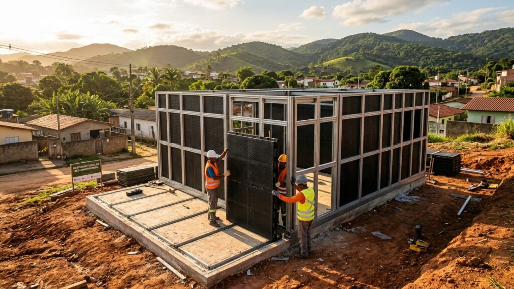 Casas populares de plástico reciclado montadas rápido