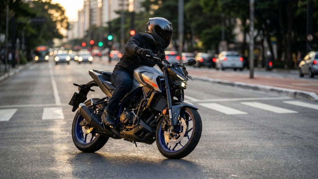 Conectividade no celular e motor de 321 cc fazem esta naked parecer feita para quem quer tecnologia sem perder agressividade
