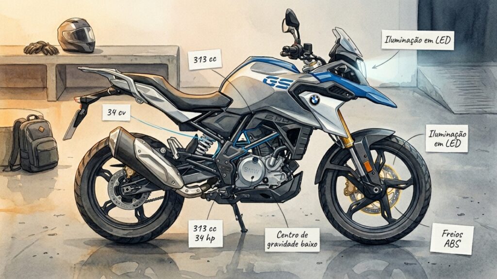 A trail compacta de 313 cilindradas quer vender sensação premium para quem ainda não quer peso nem preço de moto grande