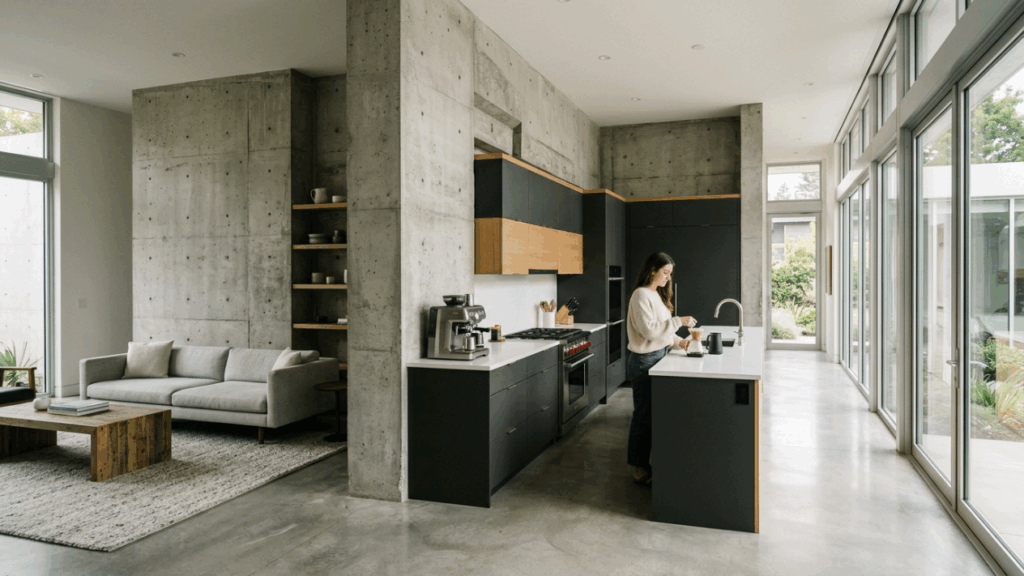 A casa brutalista mais eficiente do interior para eliminar o ar-condicionado da sala