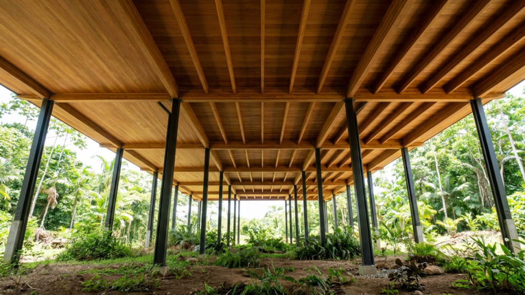 Projeto arquitetônico de casa com estrutura elevada definindo o novo padrão sustentável