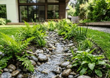 Não é jardim decorativo, nem canteiro improvisado: o jardim de chuva que engole a água do quintal e reduz poças sem transformar tudo em concreto