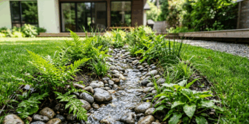 Não é jardim decorativo, nem canteiro improvisado: o jardim de chuva que engole a água do quintal e reduz poças sem transformar tudo em concreto