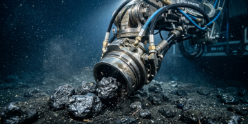Os robôs submarinos blindados que varrem o fundo do Pacífico com esteiras e sensores acústicos coletando nódulos polimetálicos ricos em cobalto e níquel para baterias de veículos elétricos