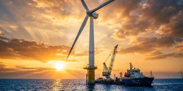 A China construiu um gigante eólico no meio do oceano com turbinas de pás de 120 metros que geram energia para províncias inteiras e ainda produzem hidrogênio no próprio mar