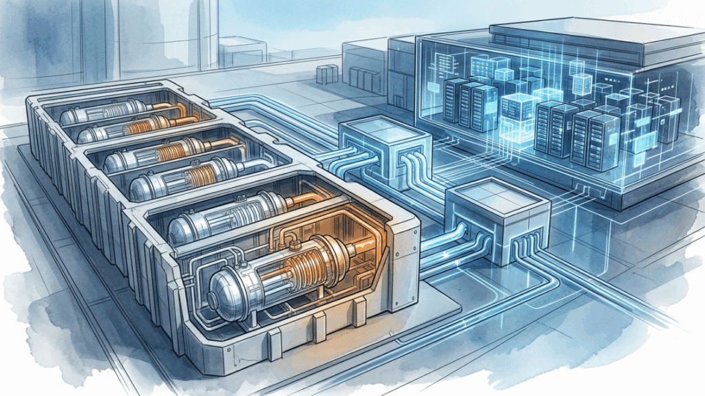 O reator nuclear modular de 77 megawatts aprovado nos Estados Unidos promete sair da fábrica em módulos menores para alimentar redes, indústrias e data centers