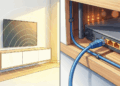 Não é apenas um painel bonito na sala: este fundo falso planejado esconde roteadores, cabos e fontes sem superaquecer os aparelhos nem cortar o sinal do Wi-Fi