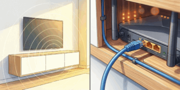 Não é apenas um painel bonito na sala: este fundo falso planejado esconde roteadores, cabos e fontes sem superaquecer os aparelhos nem cortar o sinal do Wi-Fi