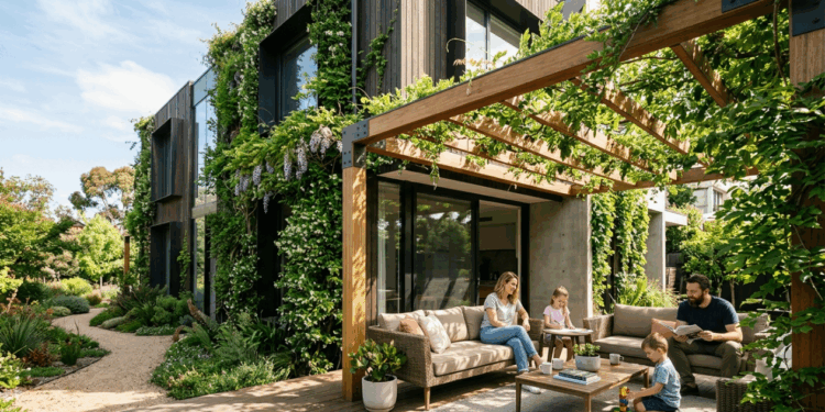 Não é parede verde cenográfica, nem jardim vertical de shopping: a trepadeira na fachada que cria sombra viva e ajuda a baixar a sensação de calor no muro