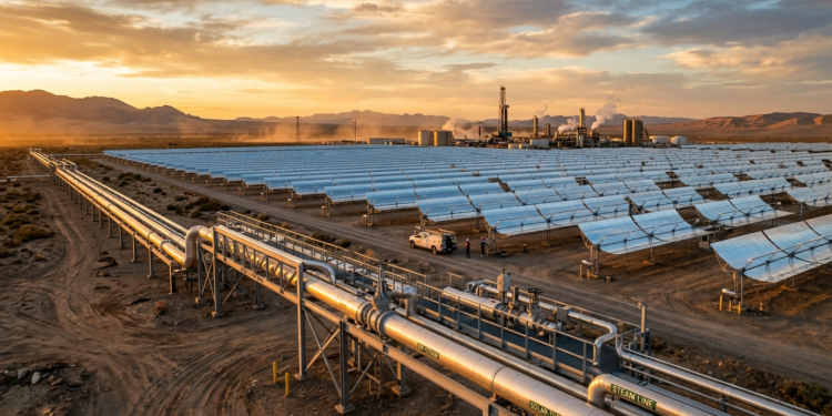 Solar EOR reduz emissões ao substituir gás natural por vapor solar em extração de petróleo pesado