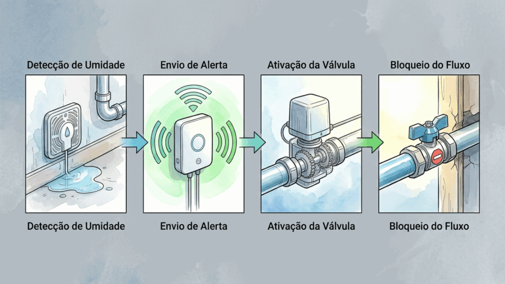 Nem vazamento descoberto tarde, nem registro fechado na correria: o sensor inteligente que detecta água fora do lugar e pode avisar antes do piso estufar