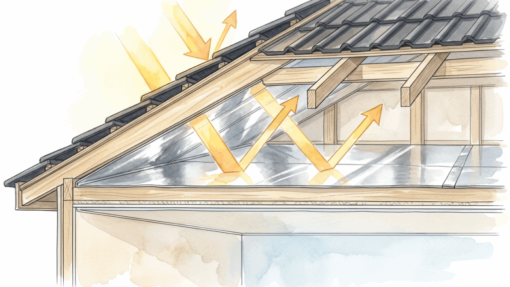 Nem manta térmica mal colocada, nem forro virando estufa: a barreira radiante aluminizada que reflete o calor antes de ele descer para dentro da casa