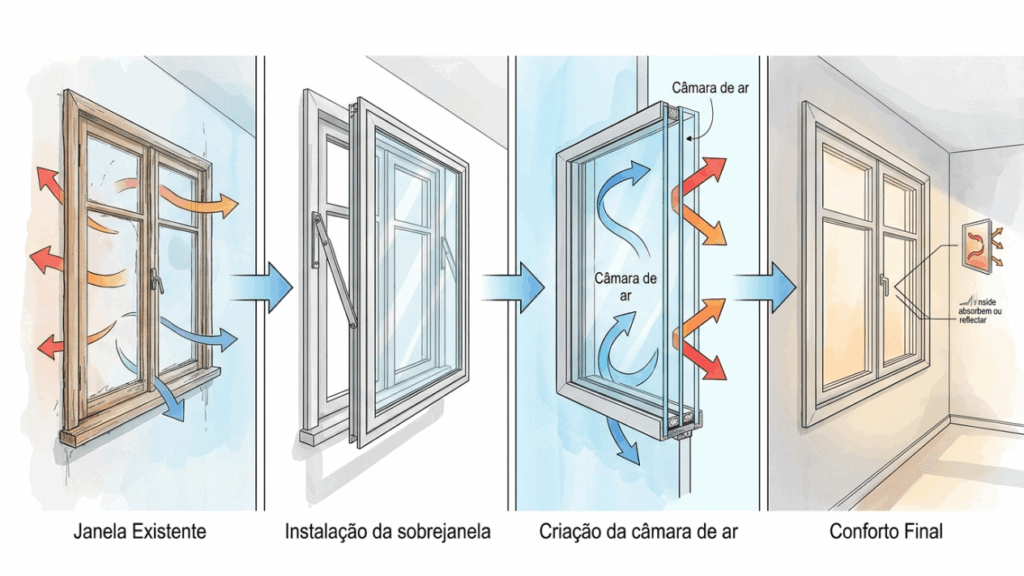 Diga adeus à janela antiga que deixa o calor entrar e o barulho passar: a sobrejanela low-e que melhora o isolamento sem trocar todo o caixilho