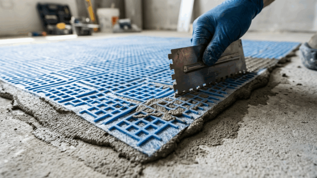 Nem porcelanato rachado com a movimentação da laje, nem contrapiso grosso roubando altura: a membrana desacoplante que protege o piso novo das fissuras escondidas do concreto