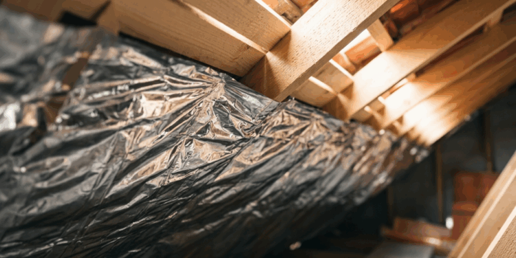 A barreira radiante escondida sob o telhado que parece papel-alumínio de obra, mas foi criada para refletir o calor antes que ele invada o forro da casa