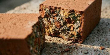 O tijolo feito quase todo de entulho de obra que parece comum por fora, mas nasce de resíduos de demolição comprimidos