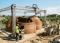 Não é taipa antiga, nem concreto impresso comum: a casa de barro feita por robôs que nasce em camadas e usa terra local para transformar construção 3D em arquitetura habitável