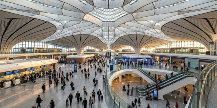 Como o Aeroporto Internacional de Pequim-Daxing organiza seus fluxos?