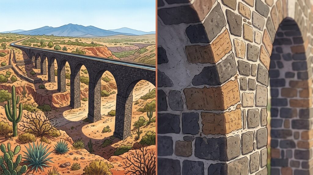 O aqueduto mexicano de quase 40 metros que levou água pelo planalto usando arcos, adobe e gravidade