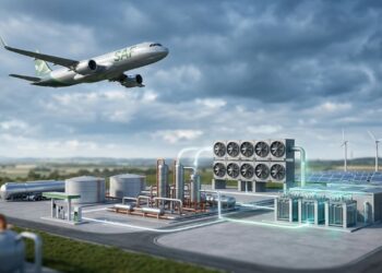 Combustível sintético une hidrogênio e CO₂ capturado para manter aviões no céu com menos emissões