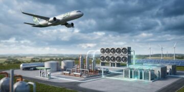 Combustível sintético une hidrogênio e CO₂ capturado para manter aviões no céu com menos emissões