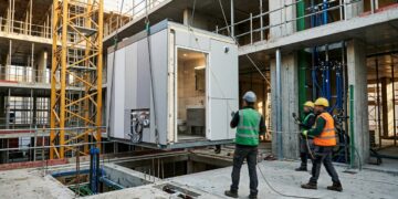 Diga adeus ao banheiro feito no improviso dentro da obra: os módulos prontos que chegam com piso, louças, hidráulica e acabamento para serem encaixados como cápsulas industriais