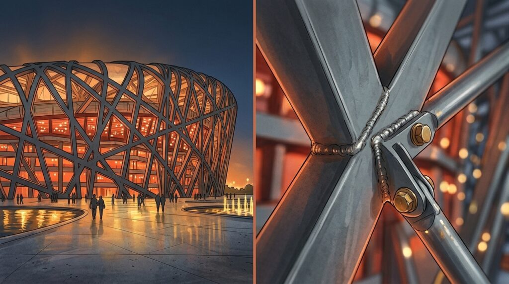 Com quase 40 mil toneladas de aço, o Beijing National Stadium virou um ninho gigante para receber multidões nos Jogos Olímpicos