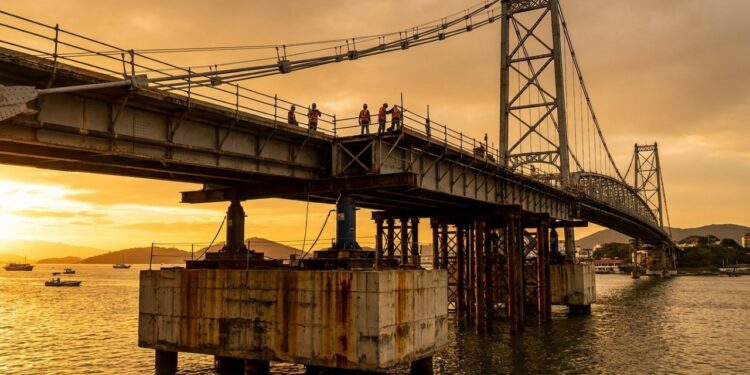 Ponte Hercílio Luz troca barras sem perder sua estrutura histórica