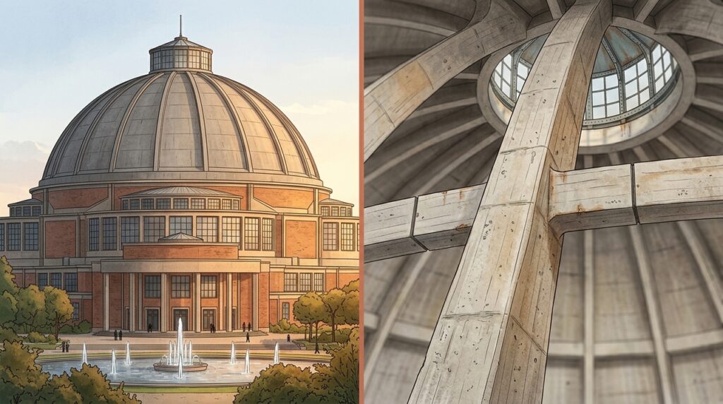 Com cúpula de 65 metros, o Centennial Hall criou um salão para 6 mil pessoas antes dos grandes estádios modernos