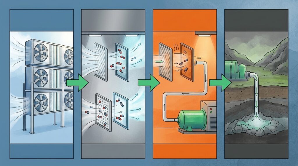 Uma máquina na Islândia suga CO₂ do ar, enterra o carbono no subsolo e tenta provar que a atmosfera também pode ser filtrada