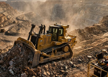 Permitindo que o operador controle tratores de esteira a até 400 metros de distância, a tecnologia da Caterpillar evita riscos em áreas instáveis