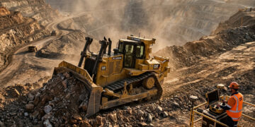 Permitindo que o operador controle tratores de esteira a até 400 metros de distância, a tecnologia da Caterpillar evita riscos em áreas instáveis