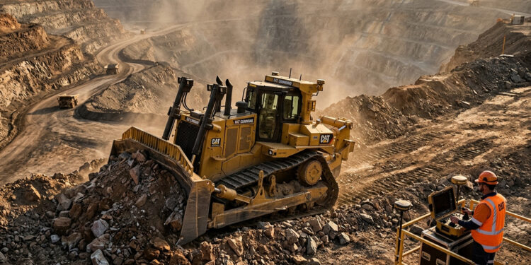 Permitindo que o operador controle tratores de esteira a até 400 metros de distância, a tecnologia da Caterpillar evita riscos em áreas instáveis