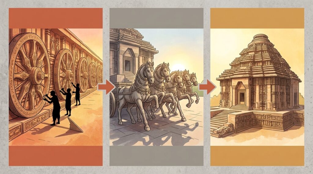 Com 24 rodas de pedra de 3 metros, o Templo do Sol transforma um edifício religioso em uma carruagem monumental